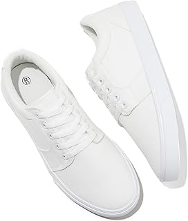 BENPAO Men's White Casual Tennis Shoes Black Canvas Sneakers