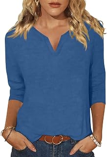 EADINVE Womens 3/4 Sleeve T Shirts V Neck Summer Casual Loose Tops