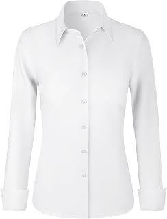 Ruisin Super Soft Wrinkle Free Button Down Shirts for Women Solid Long Sleeve Striped Formal Work Dress Blouses Tops