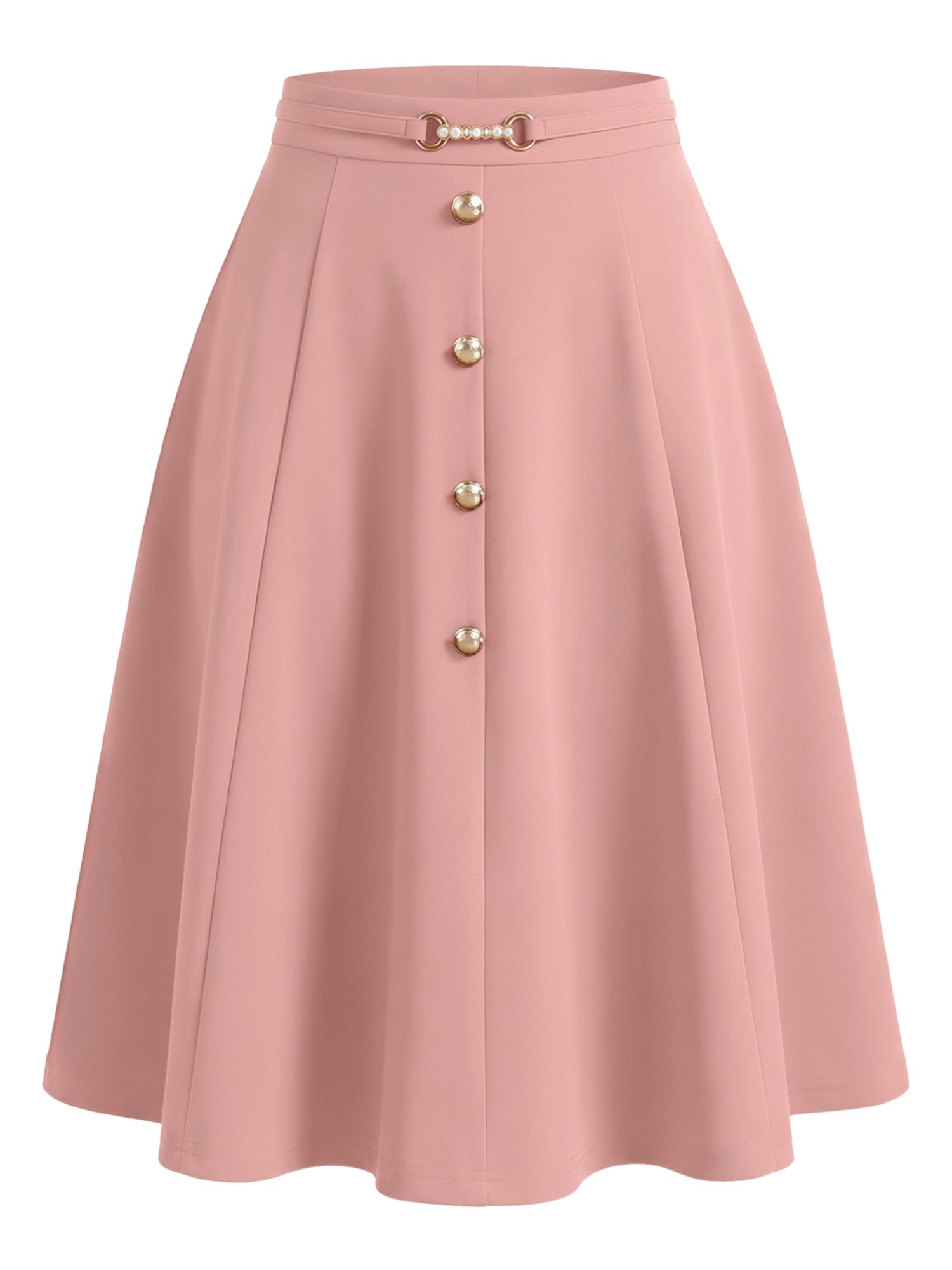 Allegra K A-Line Midi Pleated Skirt for Women's Vintage Work High Waist Flare Bu