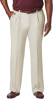 Haggar Men's Cool 18 Pro Classic Fit Pleat Front Hidden Expandable Waist Pant- Regular and Big & Tall Sizes