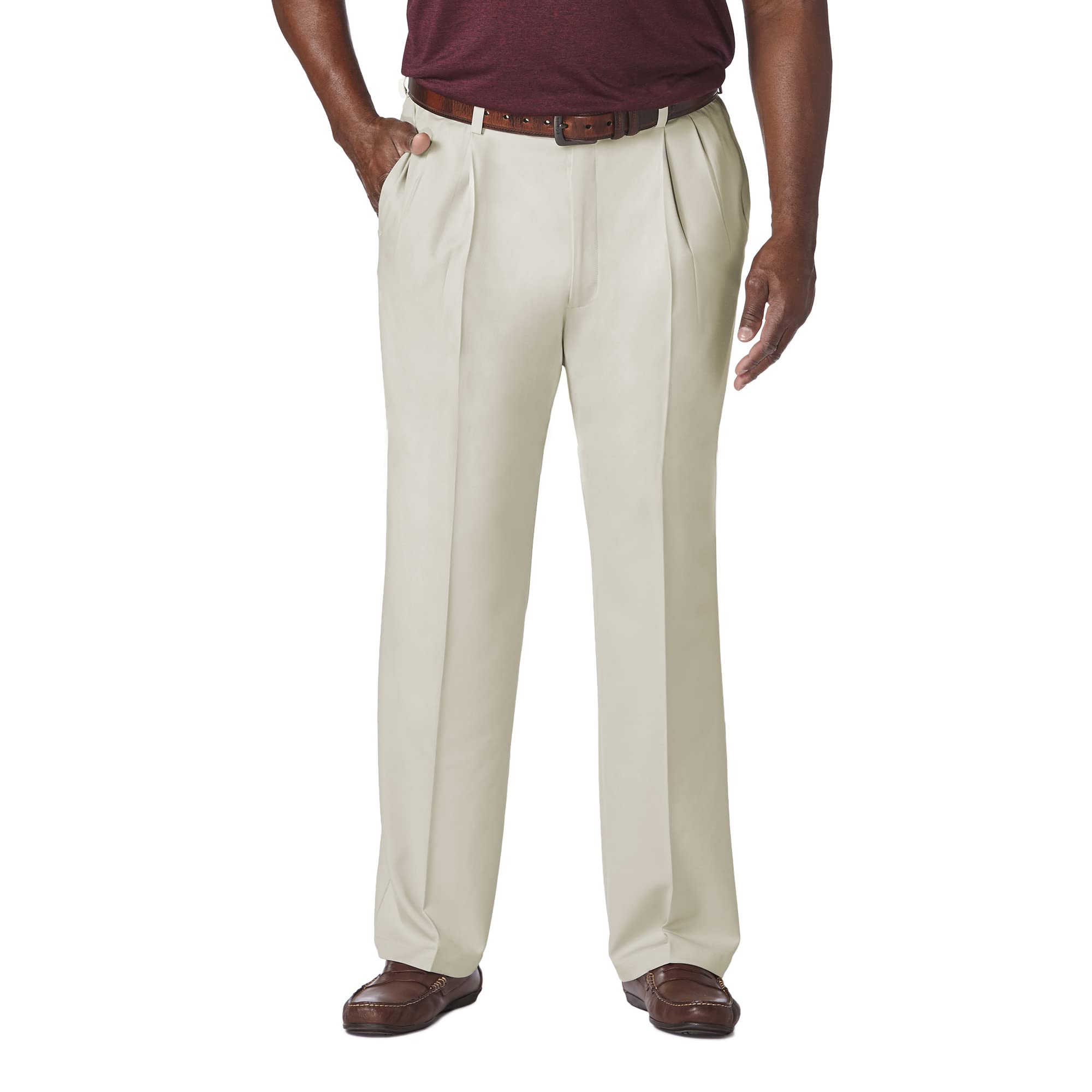 Haggar Men's Cool 18 Pro Classic Fit Pleat Front Hidden Expandable Waist Pant- R