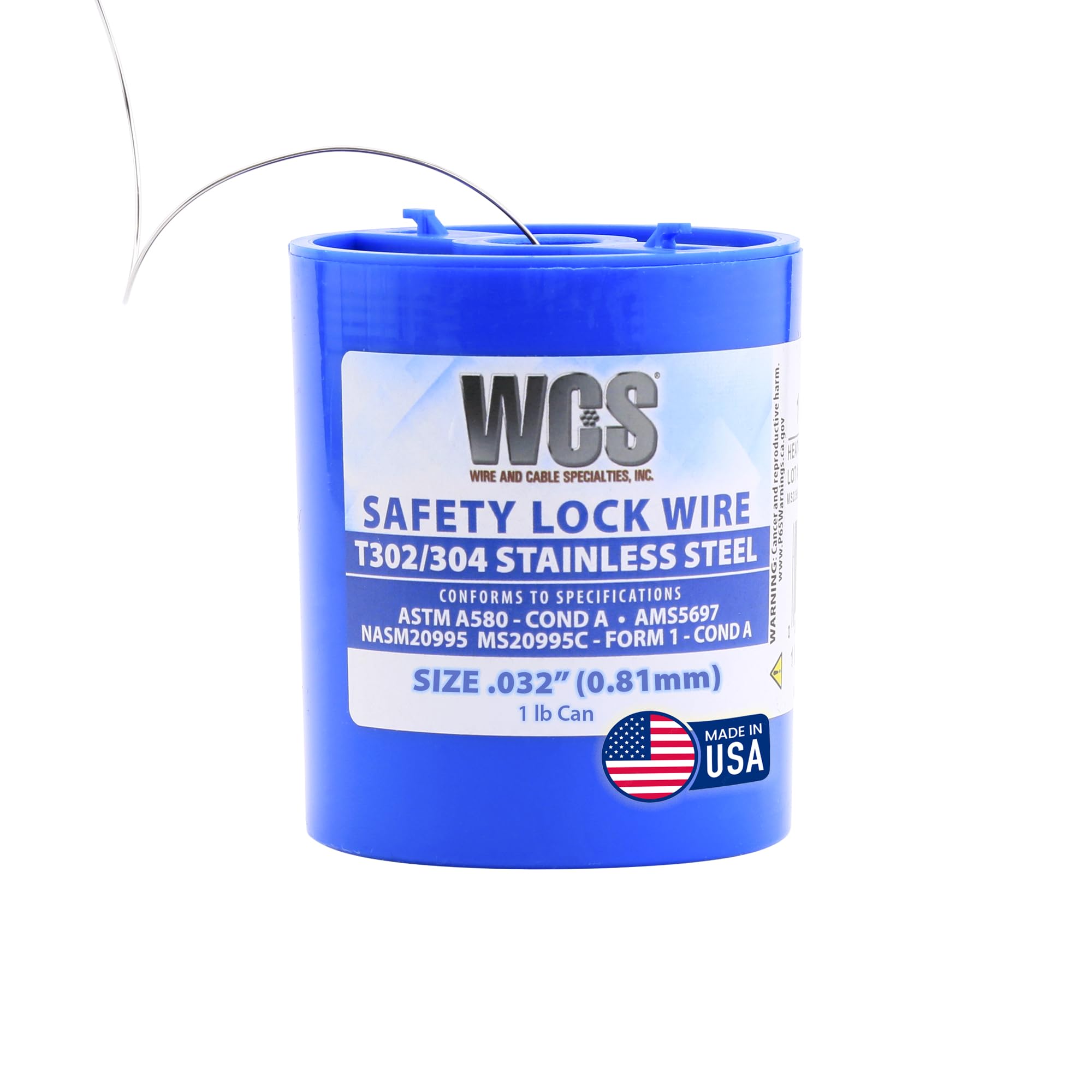 WCS .032 Stainless Steel Safety Lock Wire, T302/304, NASM20995C MS20995C, ASTM A