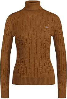 GANT Stretch Cotton Cable Turtleneck Women's Sweater