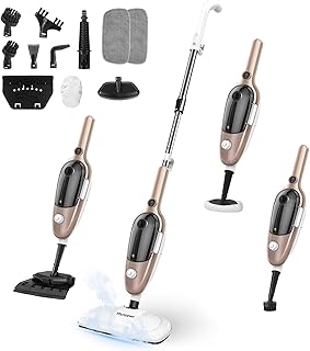 Steam Mop 11-in-1 Handheld Detachable Adjustable Steam Cleaner, Rose Gold | 450ml Removable Watetr Tank, 23FT Cord 260℉ Rapid Heat Up Steamer for Hardwood Floors, Clothes, Windows, Tiles, Carpet
