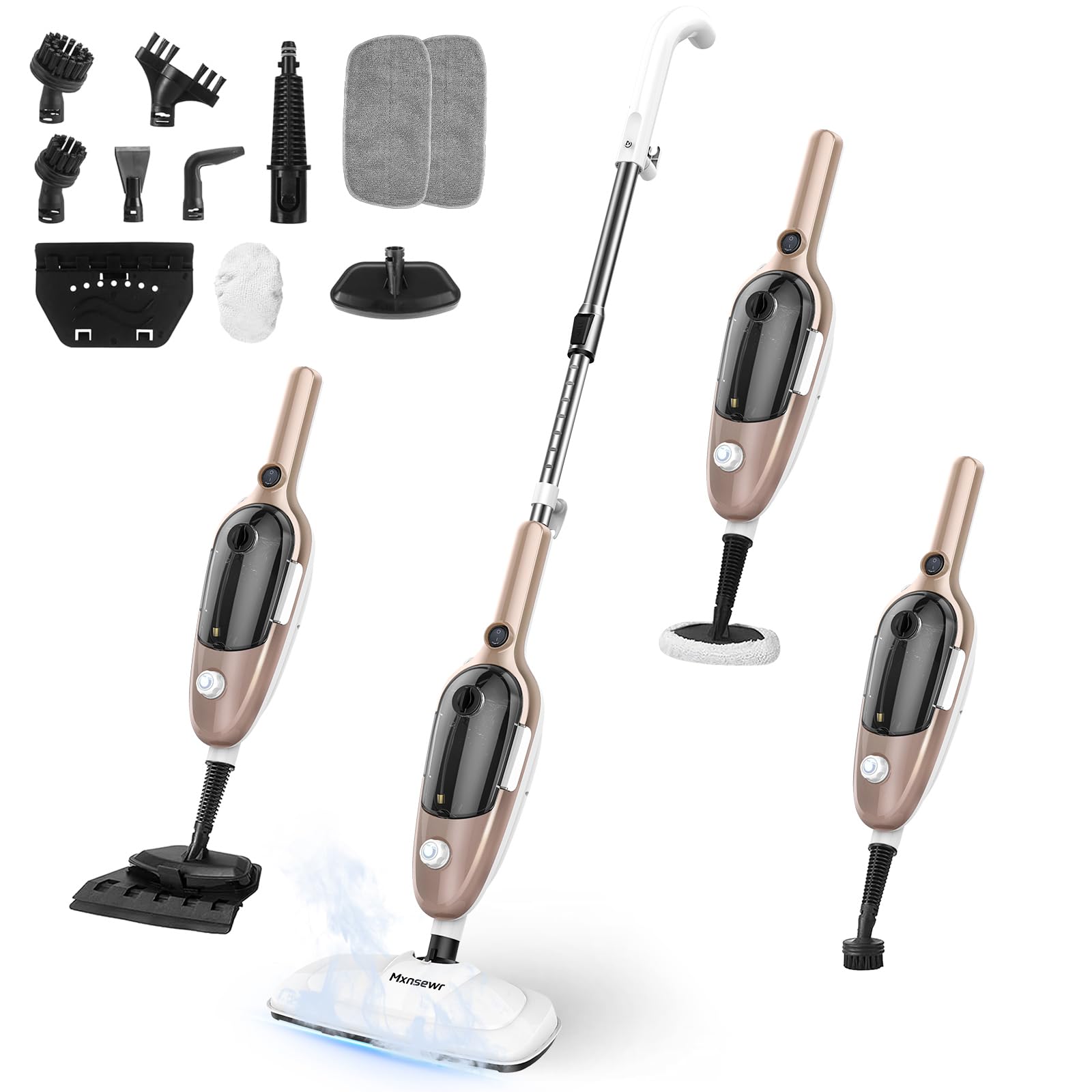 Steam Mop 11-in-1 Handheld Detachable Adjustable Steam Cleaner, Rose Gold | 450m