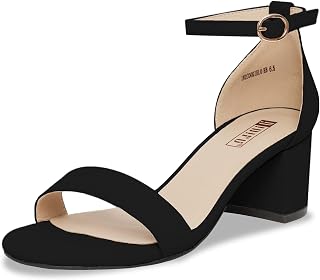 IDIFU Women's Cookie-LO Low Block Heels Chunky Sandals Ankle Strap Wedding Dress Pump Shoes