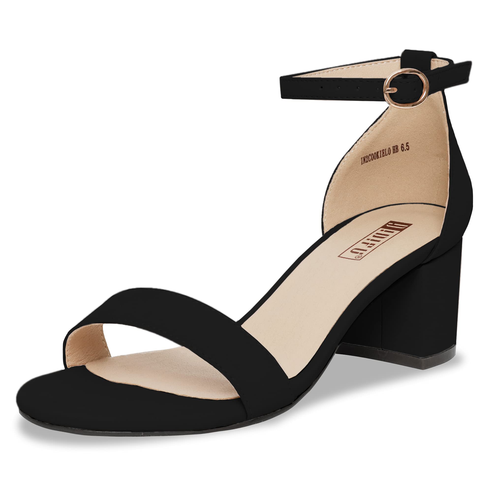 IDIFU Women's Cookie-LO Low Block Heels Chunky Sandals Ankle Strap Wedding Dress