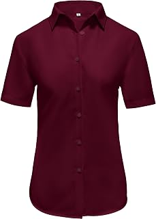 Ruisin Women Soft Modal Wrinkle Free Button Down Short Sleeve Shirts for Work Formal Blouses