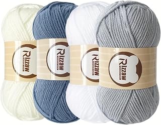 4 Pack 50g Acrylic Skeins Crochet Kit for Knitting Crochet and Knitting Starter Kit for Colorful Arts and Crafts, Grey