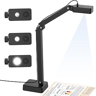 8MP Document Camera for Teachers, 2448P USB Doc Camera for Classroom | Doc Cam for Lessons, Meetings and Creative Demos with A3/A4 coverage, 3-Level LED, Autofocus and Flexible Viewing.