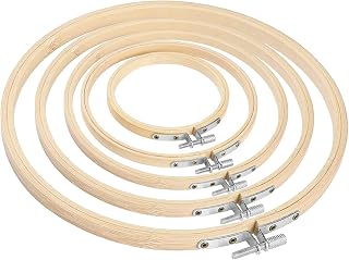 5 PCS Embroidery Hoops Round Bamboo Embroidery Hoop Circle Embroidery Frame Wood Hoop Cross Stitch Hoop Adjustable Sewing Rings Hoop for Embroidery Cross Stitching Crafts（4-8inch）