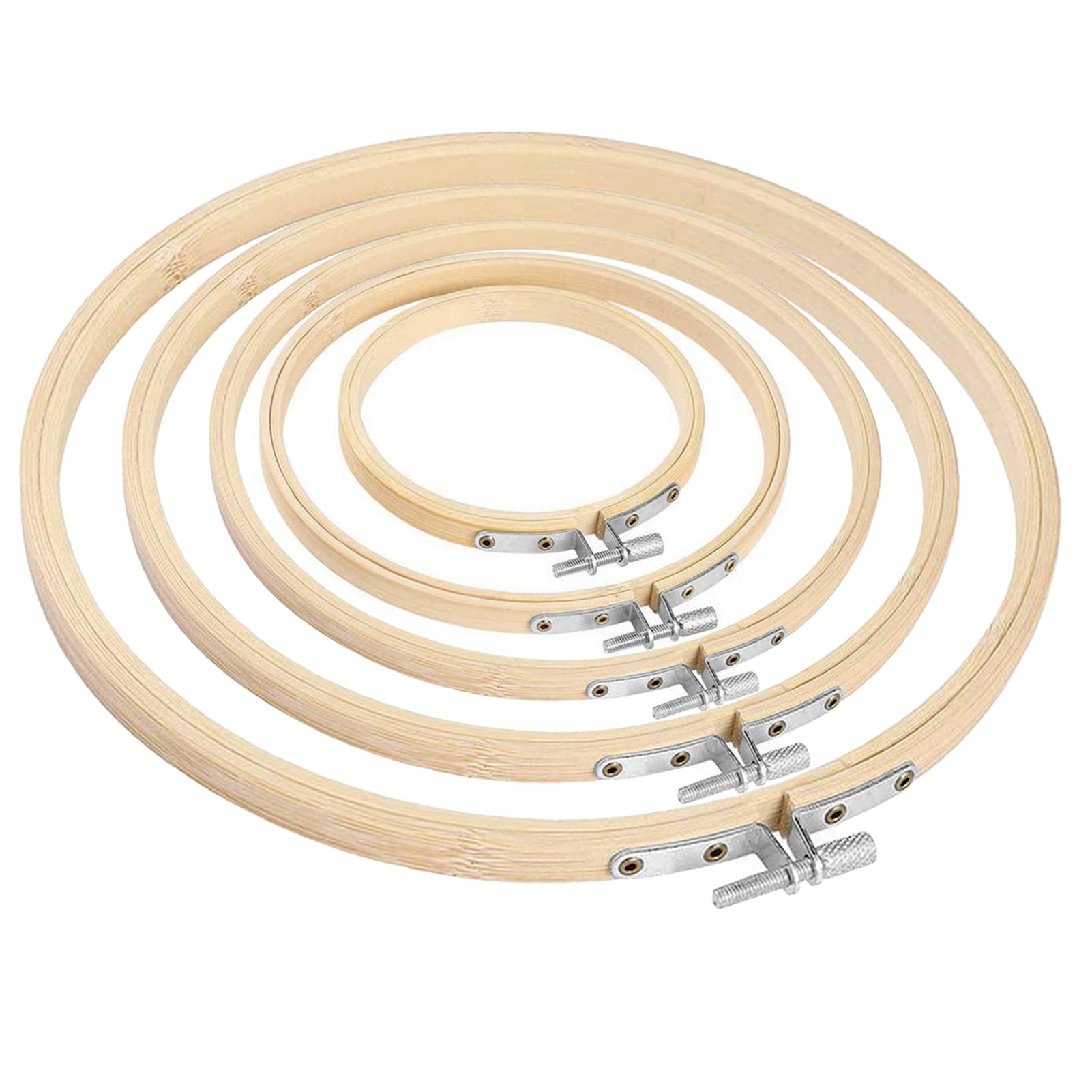 5 PCS Embroidery Hoops Round Bamboo Embroidery Hoop Circle Embroidery Frame Wood