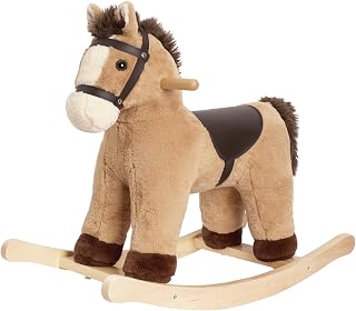 Rock My Baby Rocking Horse for Toddlers 18M+, Rocking Animal with Realistic Sound, Stuffed Rocker Ride on Toy, Birthday Gift for Kids, (Light Brown Horse)