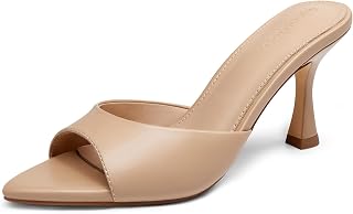 Coutgo Women's Heeled Sandals Pointed Toe Open Toe Backless Dress Shoes