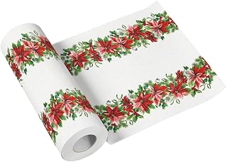 Paw Fabric Effect Table Runner 40cm x 24m - Bright Poinsettia