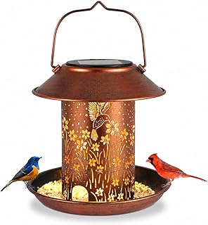 Hummingbird Bird Feeders for Outdoors Solar Lanterns Outdoor Waterproof | Garden Decor Birthdays for Women Mom Metal Hanging Solar Decoration Outside for Yard, Patio