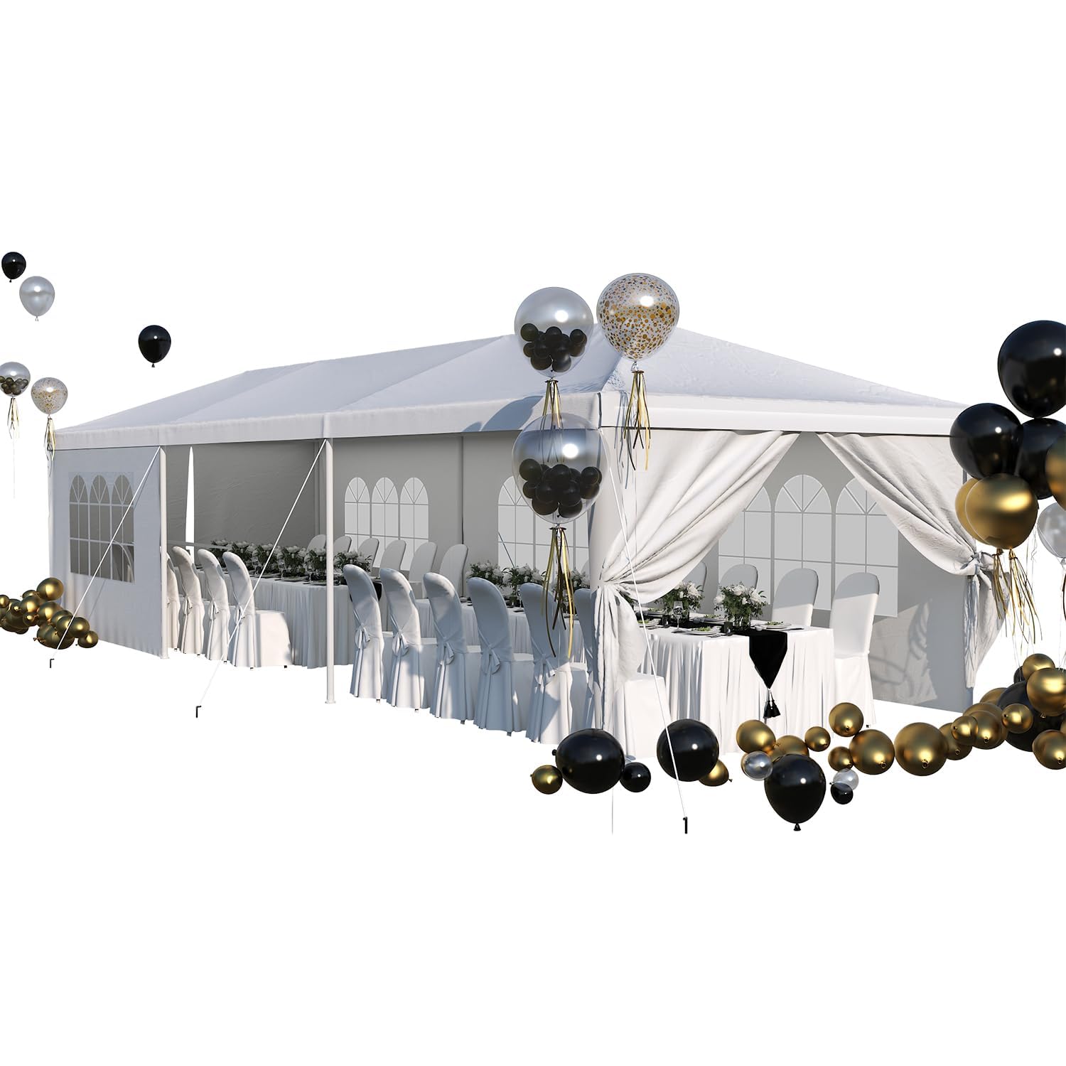 Devoko 10x30 FT Outdoor Water & UV & Wind Resistant Party Tent | Heavy Duty Cano