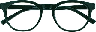 OPULIZE Blu - Cool Round Frame Anti-Blue Light Reading Glasses with Spring Hinges Improves Sleep Games Computer Green Men Women B5-6 +3.00
