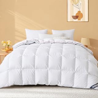 Luxury Gusseted Feathers Down Duvet King Size 15 Tog, 100% Organic Cotton Cover, 600TC, Breathable & Soft & Down Proof, Extra Heavyweight Hotel Quality King Size Quilt, Machine Washable