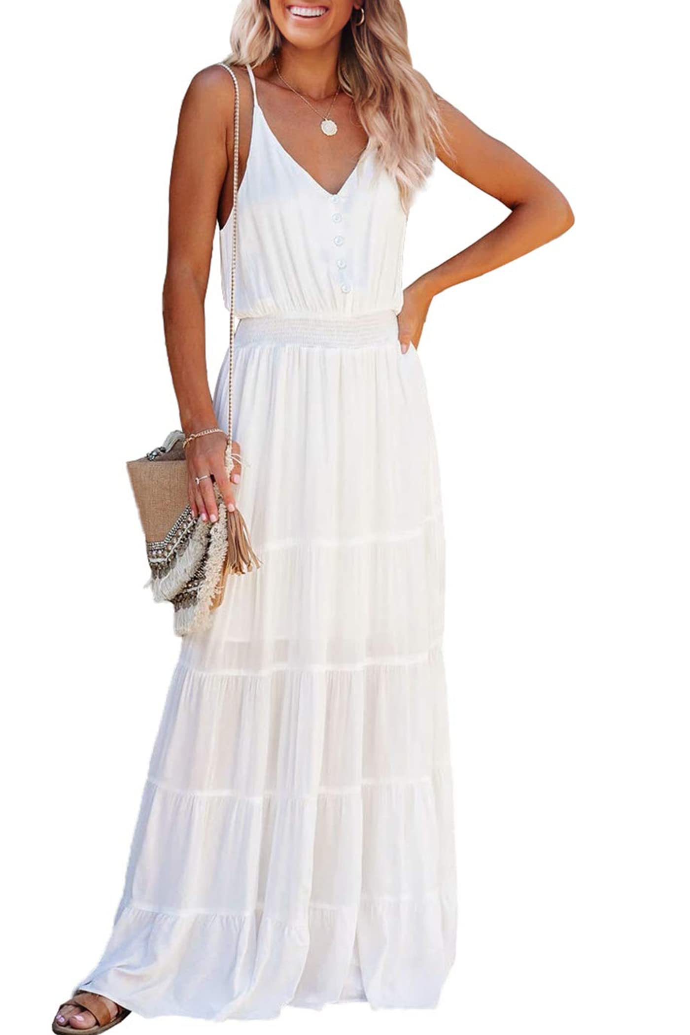 PRETTYGARDEN Women's Spaghetti Strap Summer Maxi Dress