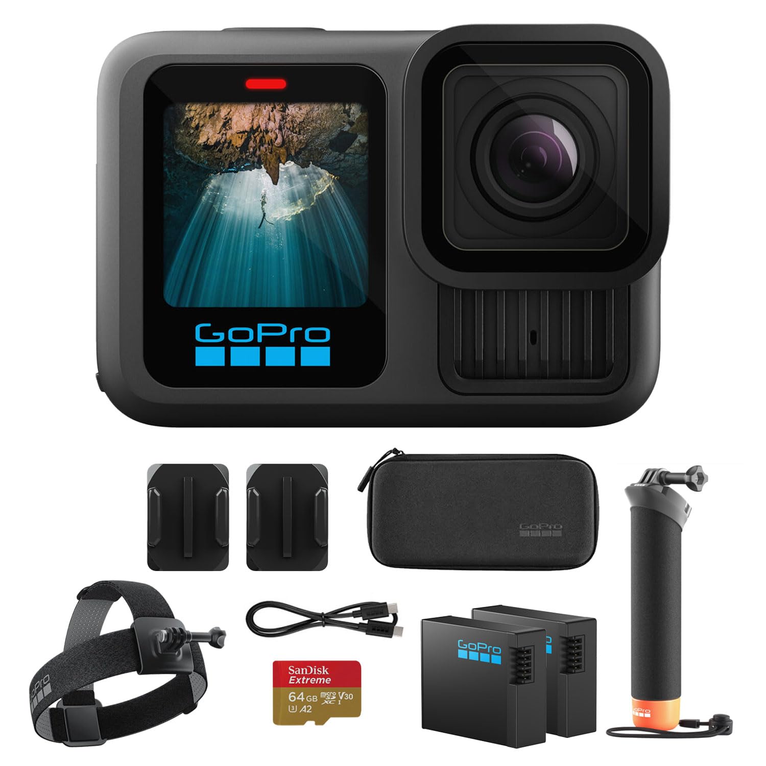 GoPro HERO13 Waterproof Action Camera (Black), 5.3K60 27MP, 2 Battery, Kit | GoP