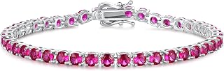 FANCIME Sterling Silver Classic Round Birthstone Tennis Bracelet for Women