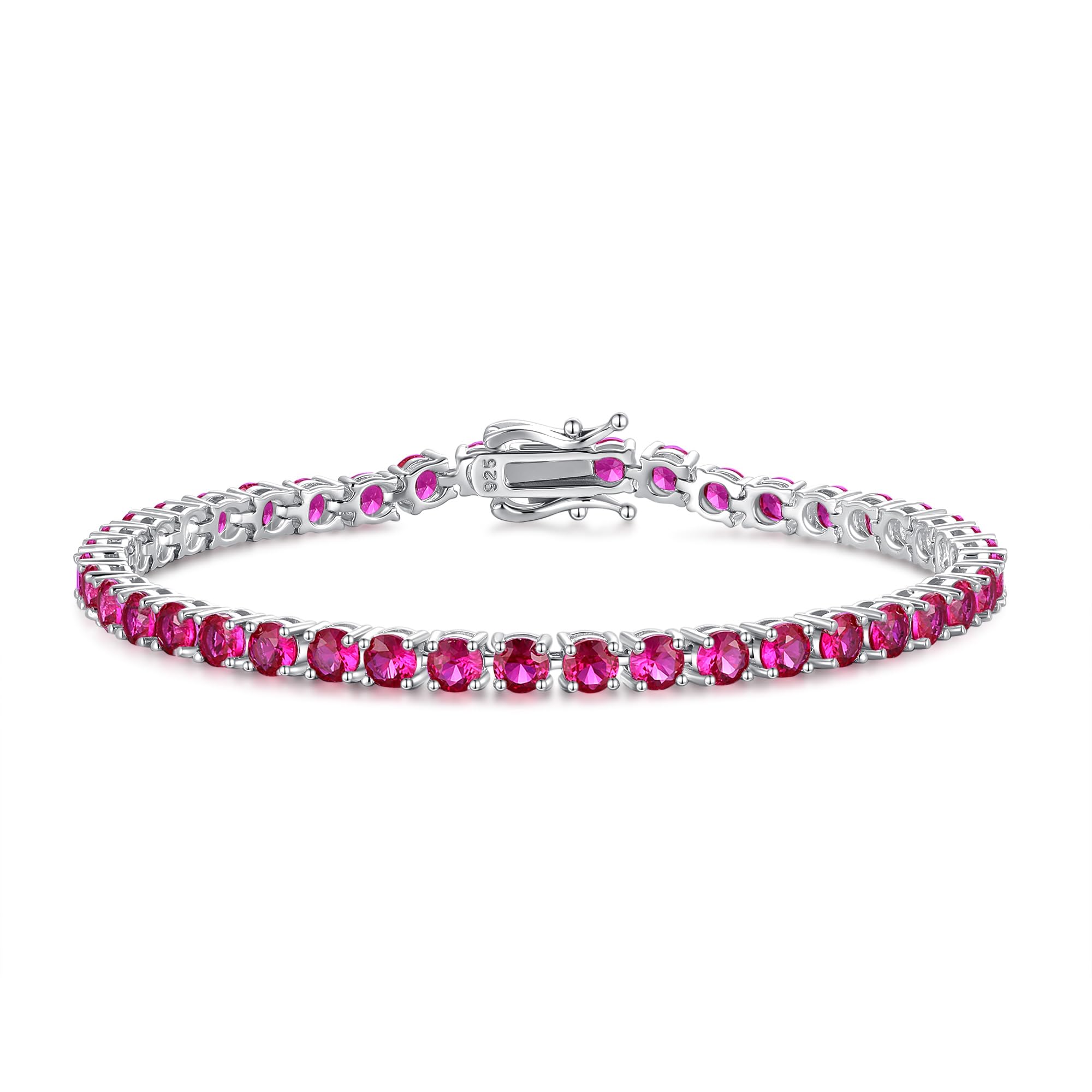 FANCIME Sterling Silver Classic Round Birthstone Tennis Bracelet for Women