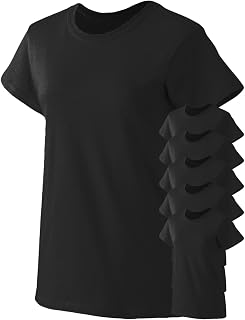 Gildan Ultra algodón para Mujer, 6 onzas Camiseta (G200L)-BLACK-M-6PK