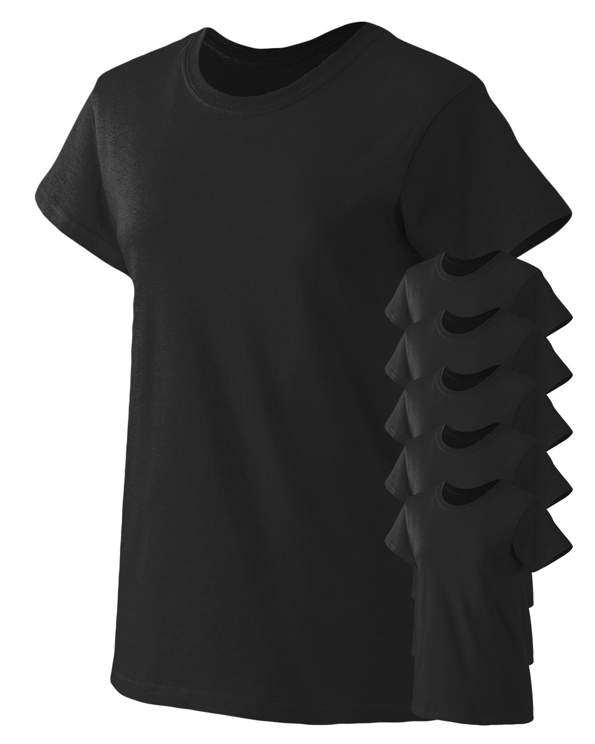 Gildan Ultra algodón para Mujer, 6 onzas Camiseta (G200L)-BLACK-M-6PK