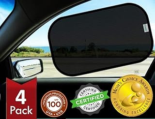 Car Window Shades - Certified 99.79% UVA & 99.95% UVB Sun Protection | Award winning car sun shade side windows.4 Pack (2 Transparency options) 20" x 12" -window shade for car baby by Kinder Fluff
