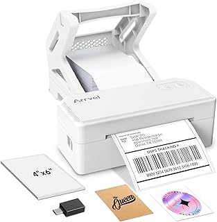 Arrvel Bluetooth Thermal Label Printer w/ Stand, 4x6 Shipping Label Printer | Wireless Label Printer for Small Business, Supports iPhone Android Windows & Mac, Works with Amazon USPS Etsy Shopify, White