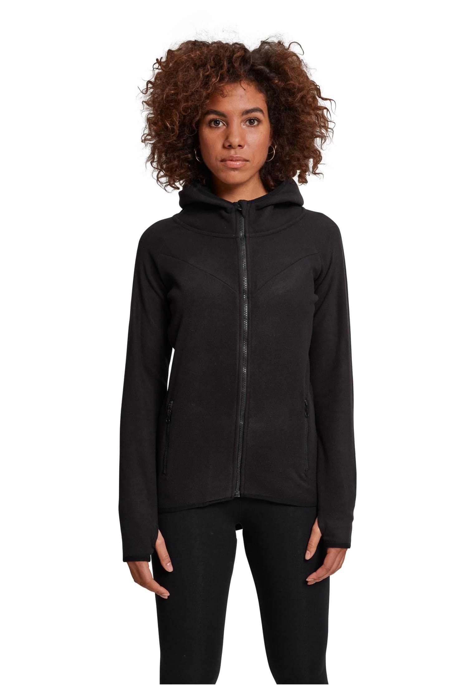 Urban Classics Damen Polar Fleece Zip Hoody – Regular Fit Kapuzenjacke im warmen