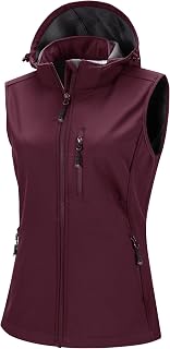 33,000ft Softshell Vests Lightweight Hooded Sleeveless Jacket Waterproof Vest Windbreaker Fleece Lined Zipper Pockets