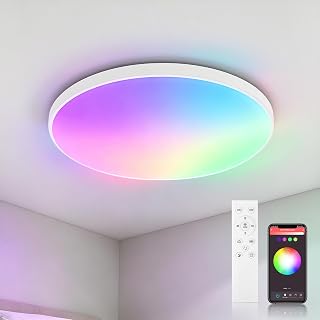 CHENBEN Smart LED Ceiling Light 24W IP44 Waterproof Dimmable | Smart 24W RGB ceiling light with Bluetooth App & remote control, IP44 waterproof for bathroom, bedroom and kitchen