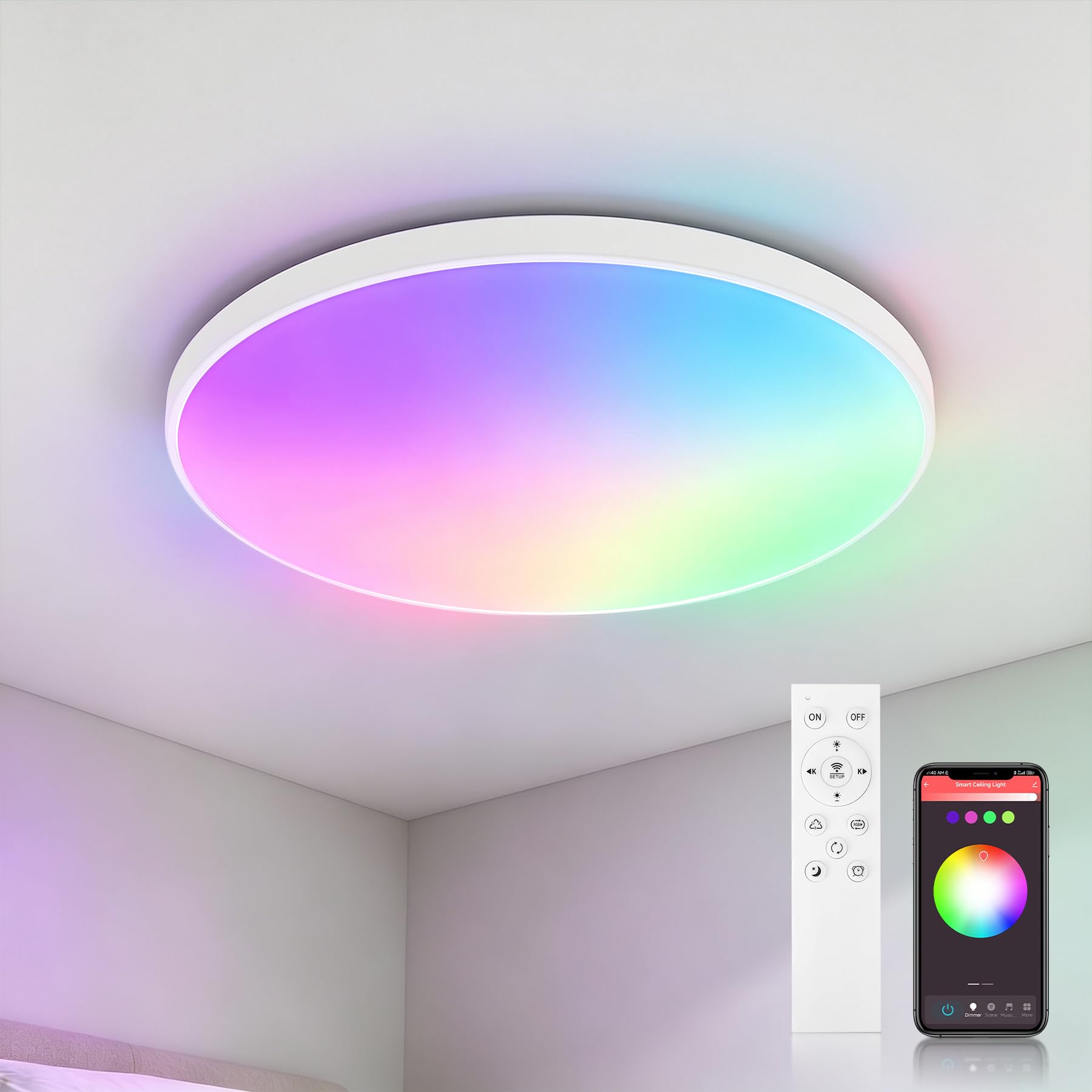 CHENBEN Smart LED Ceiling Light 24W IP44 Waterproof Dimmable | Smart 24W RGB cei