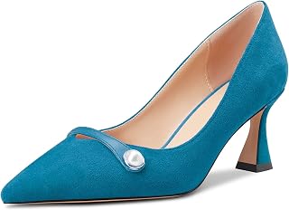 Castamere Women's Chunky Medium Width Pointed Toe Slip-on Pumps Wedding Office 6.5 CM Heels