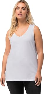 Ulla Popken Women's Plus Size V Top, Slim Fit, Slit 724584