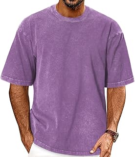 Oversized Tshirts for Men Short Sleeve Vintage Washed Basic Loose Tees