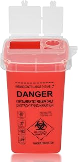 Sharp Container, ATOMUS 1L Tattoo Plastic Sharp Container Tattoo Disposal Needle Waste Box Safe Lock Container Tattoo Supplies (1PC, Red)
