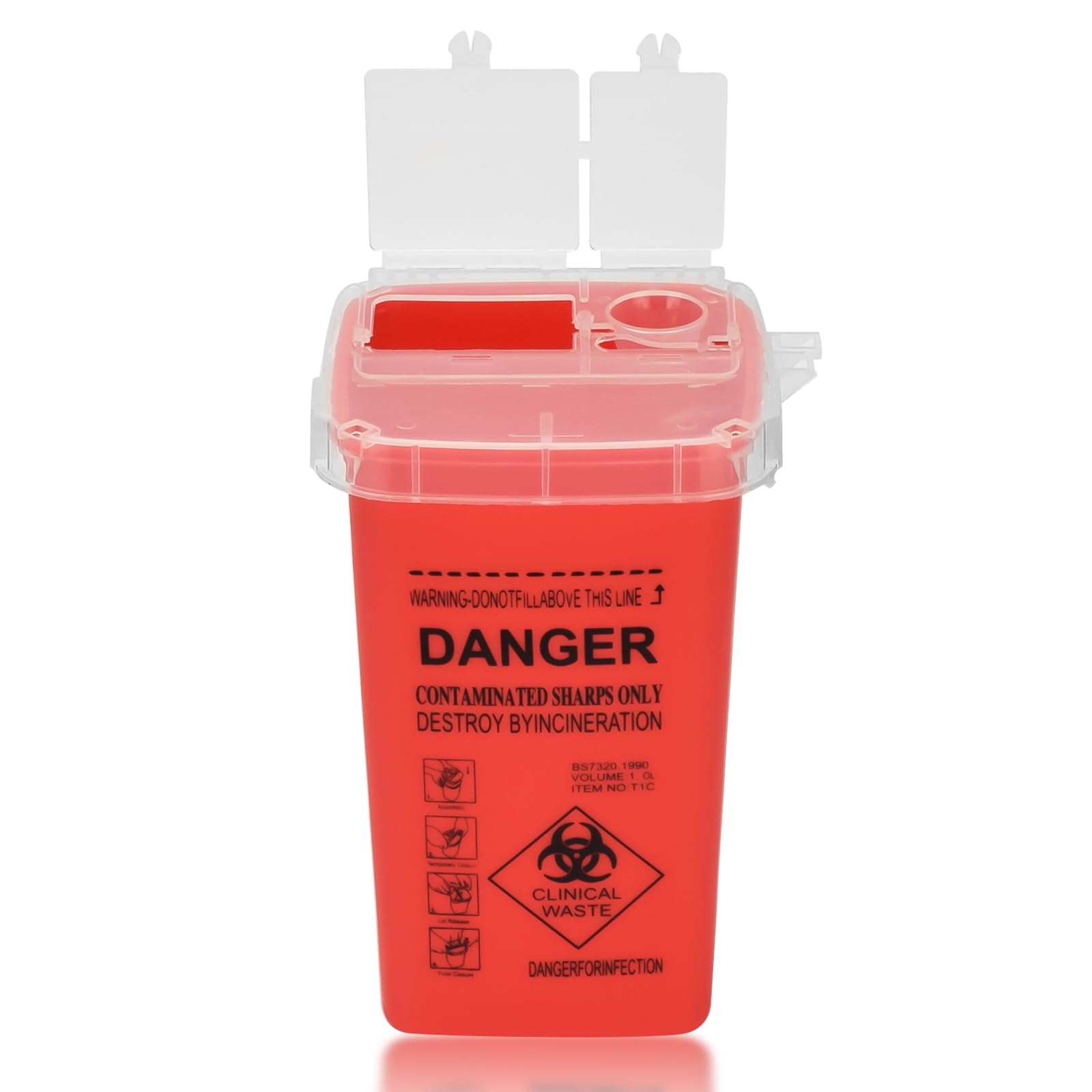 Sharp Container, ATOMUS 1L Tattoo Plastic Sharp Container Tattoo Disposal Needle