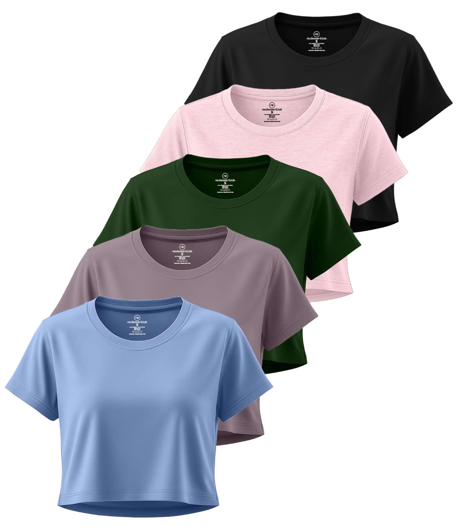 5枚パック レディース ドライフィット クロップトップ ワークアウト Tシャツ 半袖 アスレチック ジム