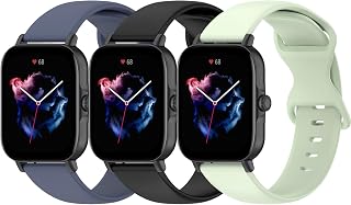 3 Pack Silicone Bands Compatible for Amazfit Active/GTS 4 / GTS 4 Mini/GTR Mini/GTS 3 / GTS 2, 20mm Quick Release Soft Sport Watch Strap for Amazfit Bip 3 / Bip 3 Pro/Bip U