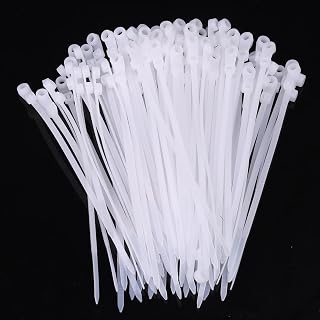100 Pcs White Nylon Cable Ties with Screw Hole Self-Locking