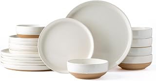 AmorArc Dinnerware Sets for 6, 18 Pieces Ceramic Plates and Bowls Set