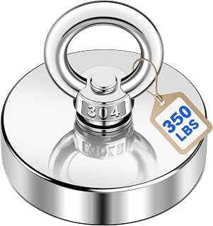 DIYMAG Fishing Magnets with Countersunk Hole 2 inch 350LBS Pulling Force | Lifting Magnet Strong Neodymium Rare Earth Eyebolt for Retrieving in River and Magnetic