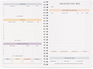 Canvartin Monthly Budget Pad, 50 Sheets, 100g Paper, Personal Finance Planner, Spending and Income Tracking, Spanish, Spiral A5