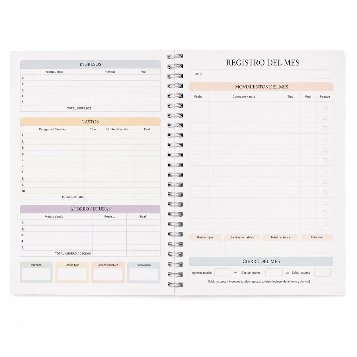 Canvartin Monthly Budget Pad, 50 Sheets, 100g Paper, Personal Finance Planner, S