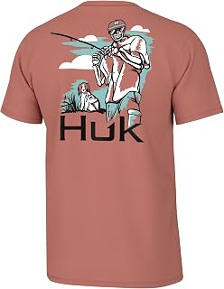 HUK Mens Fishing Graphic Tee, Performance Short Sleeve, Quick-Dry
