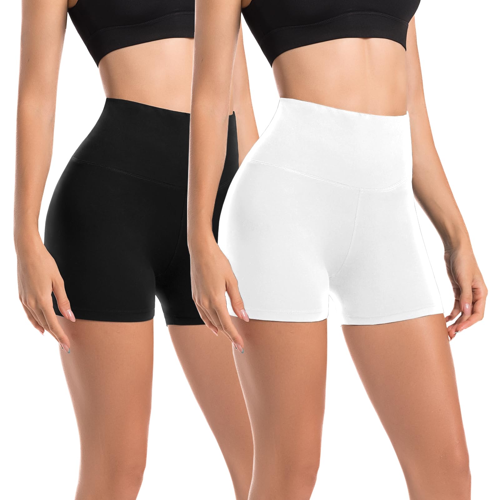 Leafigure Set of 2 Women Cycling Pants High Waist Matte Summer Gym Fitness Yoga 